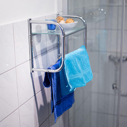 Étagère de salle de bain avec porte-serviettes