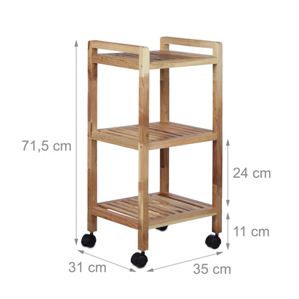 Badezimmerregal mit Rollen Holz