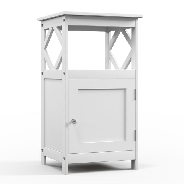 Badezimmer-Standschrank mit offenem Regal &amp; Kippschutz, schmaler Seitenschrank, weiß