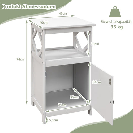 Badezimmer-Standschrank mit offenem Regal &amp; Kippschutz, schmaler Seitenschrank, weiß