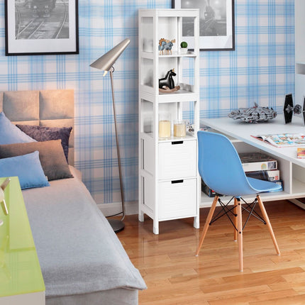 Bathroom tall cabinet bathroom tall cabinet bathroom cabinet with 2 drawers wood white 30 x 30 x 144.5 cm