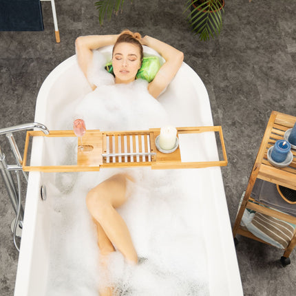 Badewannenablage aus Bambus Verstellbar