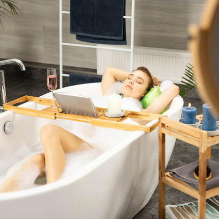Badewannenablage aus Bambus Verstellbar
