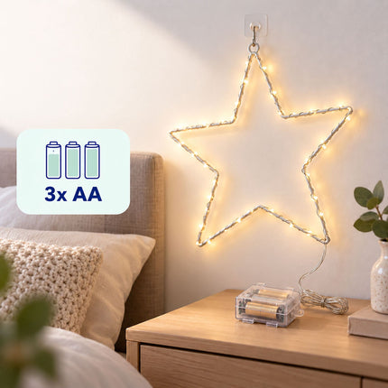 Battery LED Christmas Star with Remote Control and Timer, 40 LEDs, IP44