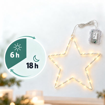 Battery LED Christmas Star with Remote Control and Timer, 40 LEDs, IP44
