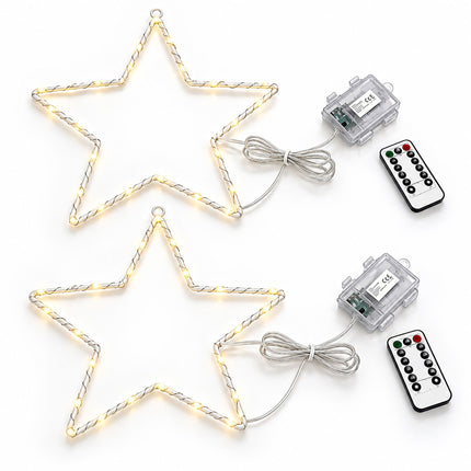 Battery LED Christmas Star with Remote Control and Timer, 40 LEDs, IP44