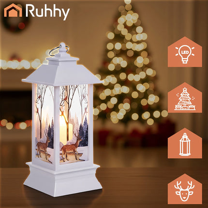 Battery-Operated White LED Christmas Lantern