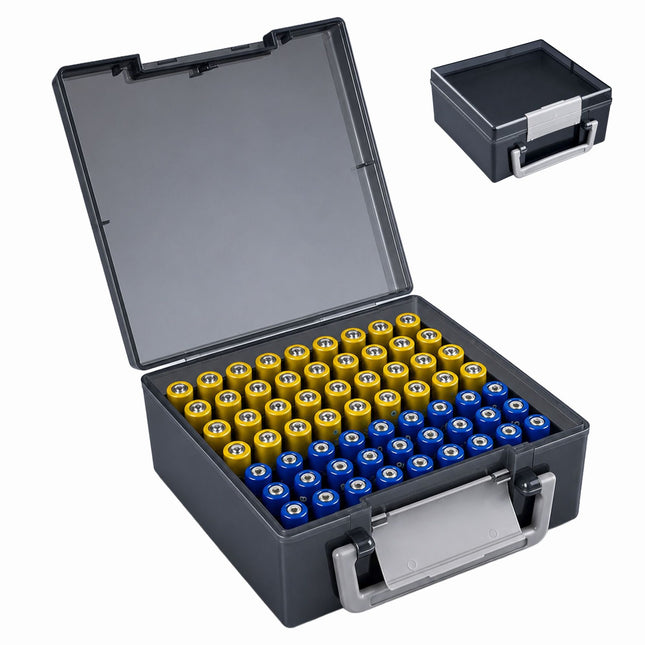 Batterieaufbewahrungsbox für 72 AA- und AAA-Batterien, Grau