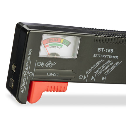 Battery box with tester