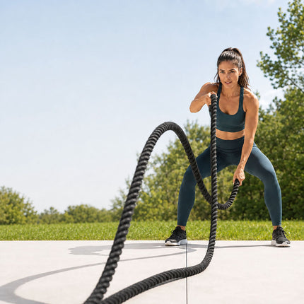 Battle Rope with Non-Slip Handles for Full-Body Workouts, Black