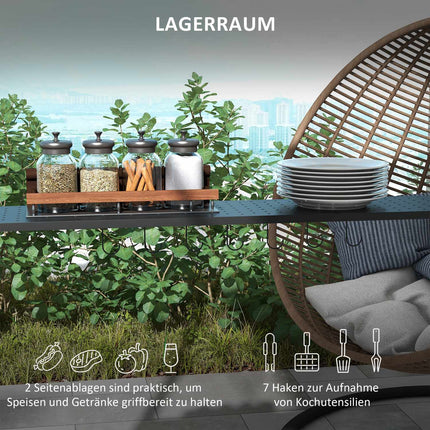 Wetterfester Grillpavillon - Khaki, Stahl, Seitenablagen