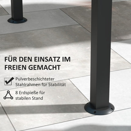 Wetterfester Grillpavillon - Khaki, Stahl, Seitenablagen