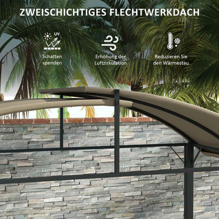 Wetterfester Grillpavillon - Khaki, Stahl, Seitenablagen