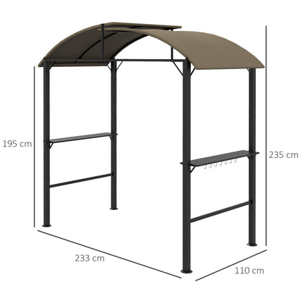 Wetterfester Grillpavillon - Khaki, Stahl, Seitenablagen