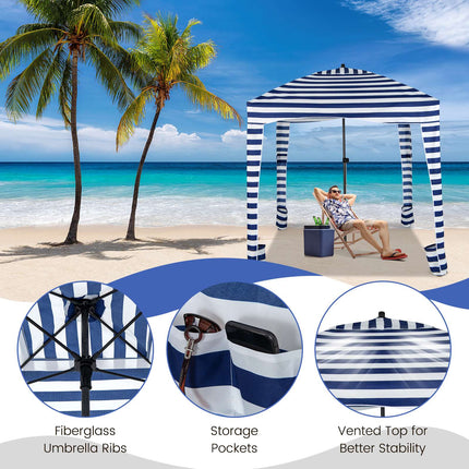 Strand-Cabana-Zelt 1,8x1,8 m, abnehmbare Seitenwand, Tasche