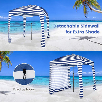 Strand-Cabana-Zelt 1,8x1,8 m, abnehmbare Seitenwand, Tasche