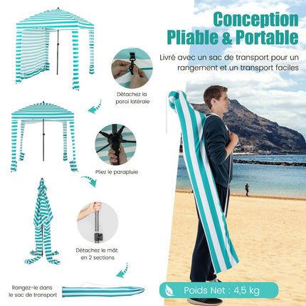 Beach Canopy Tent 183x183cm, Removable Side Wall