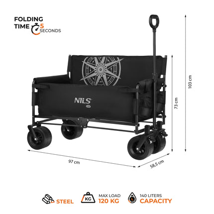 Beach Cart 140L, Foldable Bench Seat – All-Terrain