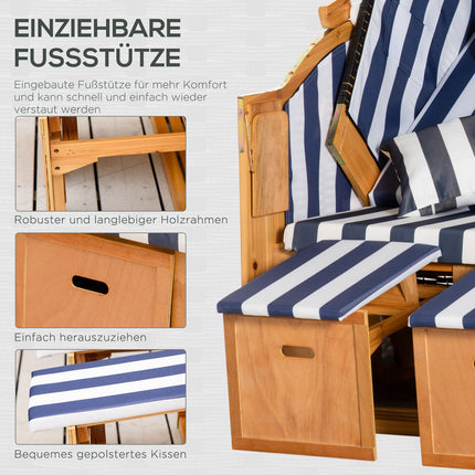 Doppelsonnenliege mit Dach, Getränkehalter, PE-Rattan