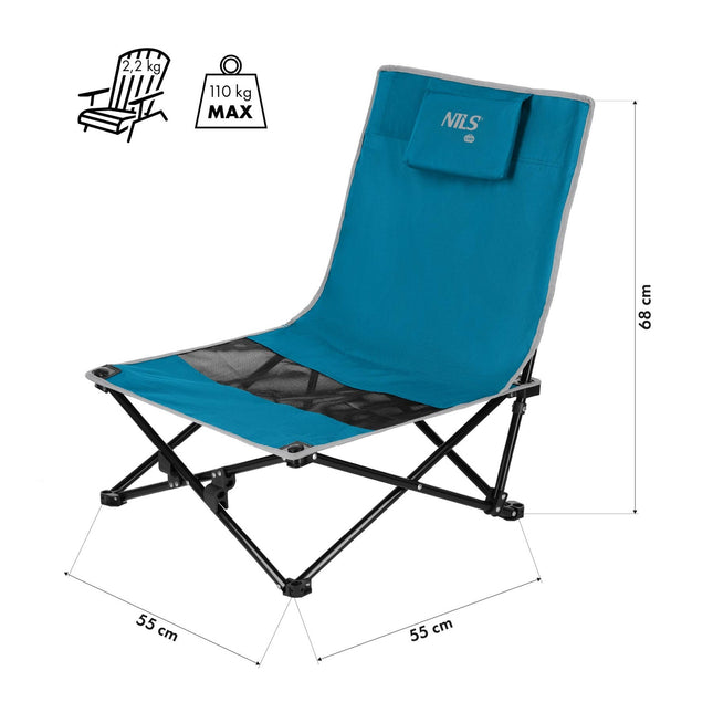 Strandstuhl, faltbar, Blau/Grau, tragbar