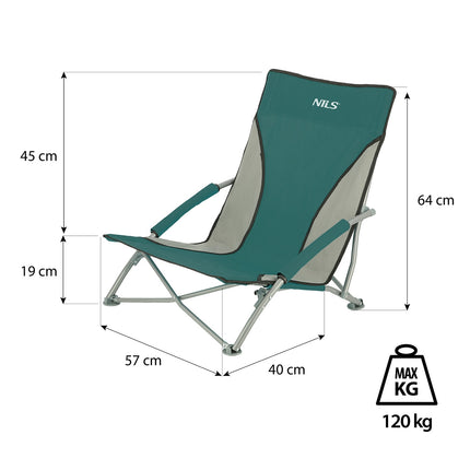 Beach Chair, Green-Gray, Foldable, Lightweight