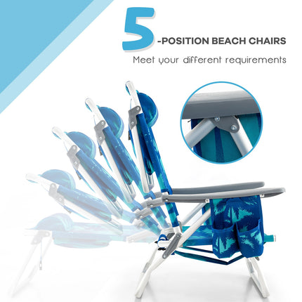Strandstuhl-Set, 2er-Pack Liege-Rucksackstühle mit Tisch