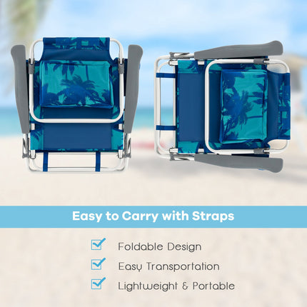 Strandstuhl-Set, 2er-Pack Liege-Rucksackstühle mit Tisch