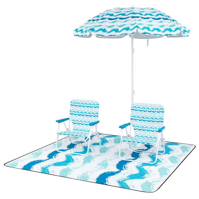 Strandstuhl-Set mit Schirm und Decke – Tragbar, Zusammenklappbar