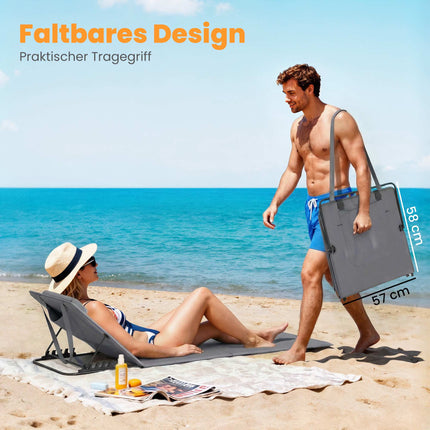 Beach Lounger Set, Adjustable Backrest, Portable, 2-Pack