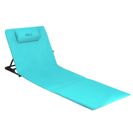 Beach Mat With 4-Position Backrest, Pillow, Turquoise