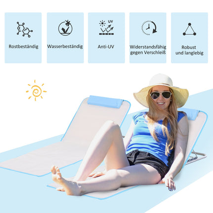 Strandmatras Set Van 2 Opvouwbaar 5-Voudig In Hoogte Verstelbaar Staal Beige 134X48X33-43Cm