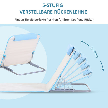 Strandmatras Set Van 2 Opvouwbaar 5-Voudig In Hoogte Verstelbaar Staal Beige 134X48X33-43Cm