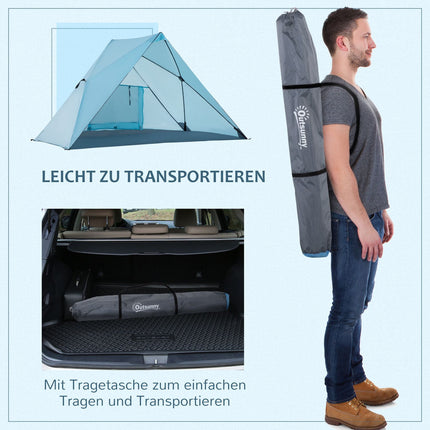 Beach tent with UV50+ protection, mesh window, 2-3 people