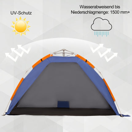 Pop-Up Strandzelt, Netzfenster, Fiberglas, 2-3 Personen