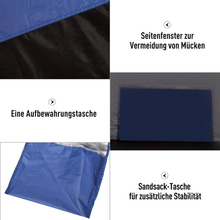 Pop-Up Strandzelt, Netzfenster, Fiberglas, 2-3 Personen