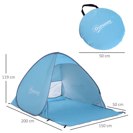 Automatic Pop Up Beach Tent, Quick Installation, Blue, 200x150x119 cm