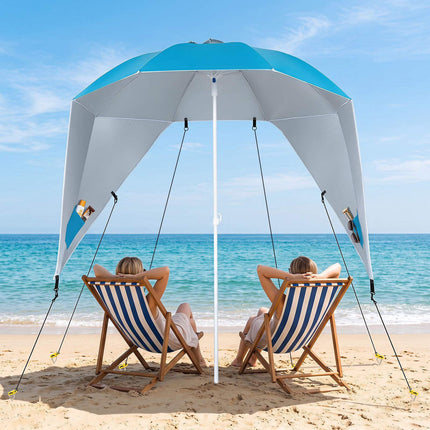 Beach Shelter Umbrella UPF 50+ with Side Panels, Turquoise