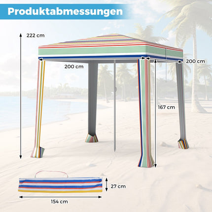 Strandzelt 2x2m mit Sandsäcken & Tragetasche
