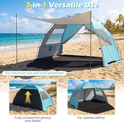 Strandmuschel Sonnenschutz, Pop-Up-Pavillon, UPF50+, 6 Personen