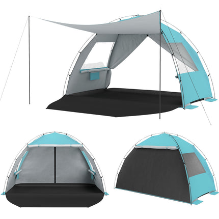 Strandmuschel Sonnenschutz, Pop-Up-Pavillon, UPF50+, 6 Personen
