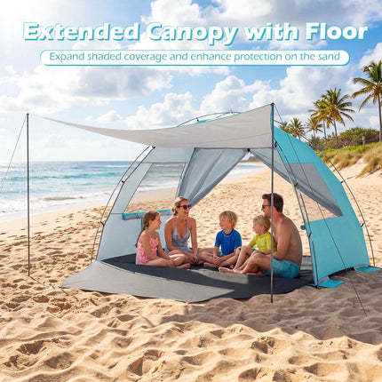 Strandmuschel Sonnenschutz, Pop-Up-Pavillon, UPF50+, 6 Personen