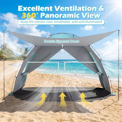 Strandmuschel Sonnenschutz, Pop-Up-Pavillon, UPF50+, 6 Personen