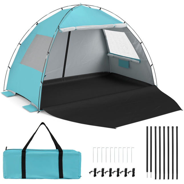 Strandtent met zonnescherm, UPF50+, 3-4 personen, verlengd vloeroppervlak
