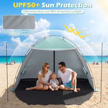 Strandzelt Sonnenschutz, UPF50+, 3-4 Personen, mit verlängertem Boden