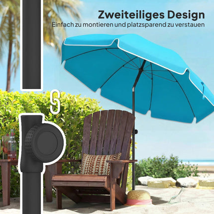Beach Umbrella, 150cm, Adjustable Tilt, Sand Anchor, Blue