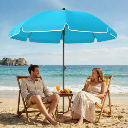 Beach Umbrella, 150cm, Adjustable Tilt, Sand Anchor, Blue