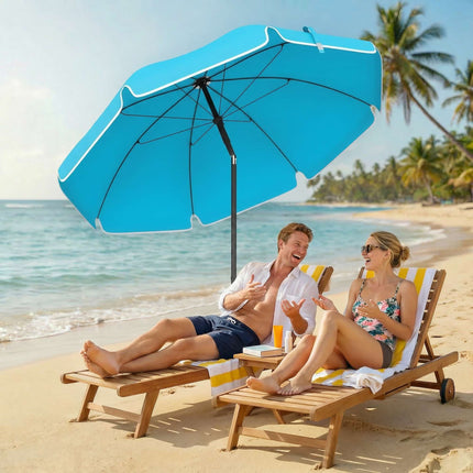 Beach Umbrella, 150cm, Adjustable Tilt, Sand Anchor, Blue