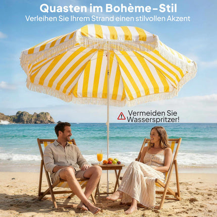 Beach Umbrella 180cm with Tilt, Sand Anchor, Carry Bag