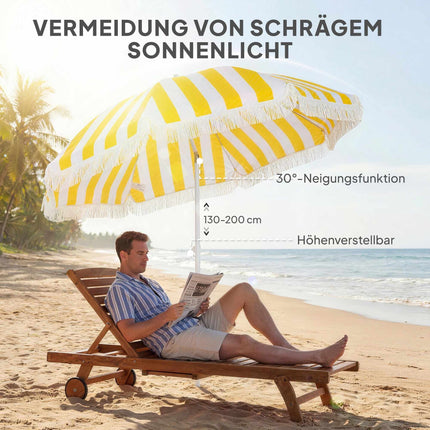 Beach Umbrella 180cm with Tilt, Sand Anchor, Carry Bag