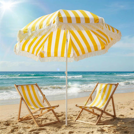 Beach Umbrella 180cm with Tilt, Sand Anchor, Carry Bag